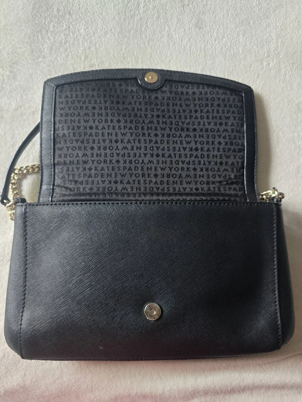 kate spade Black Leather Crossbody with Chain Accent